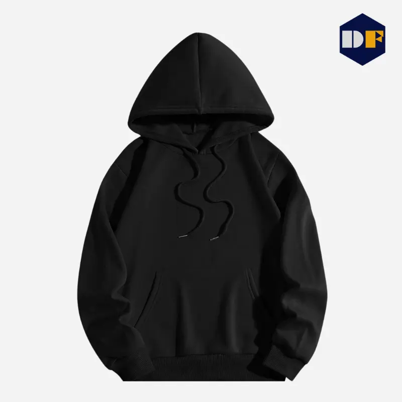 Solid Color Black Hoodie