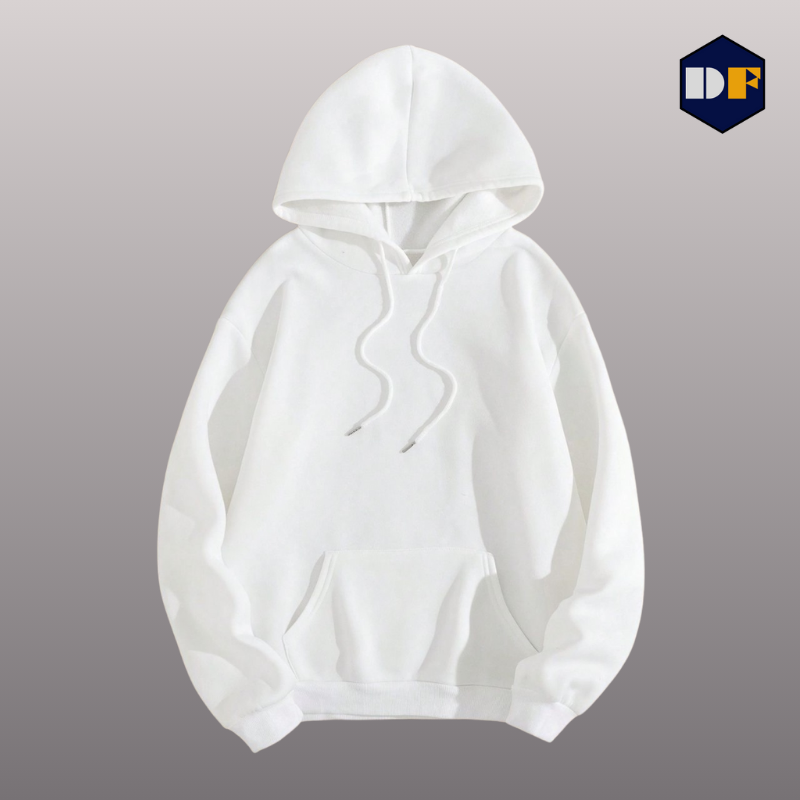 White Color Solid Hoodie