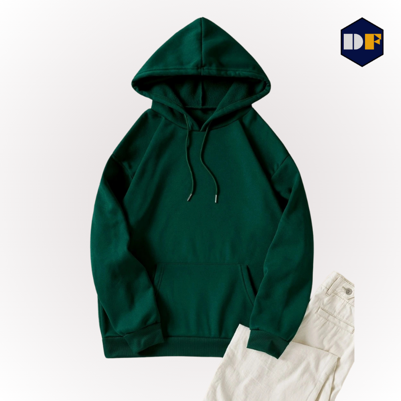 Bottle Green Solid Hoodie